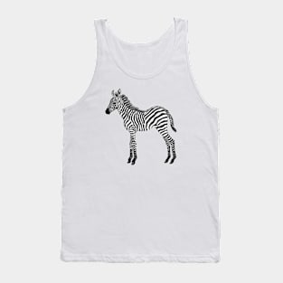 Zebra baby black & white watercolor painted realistic Tank Top